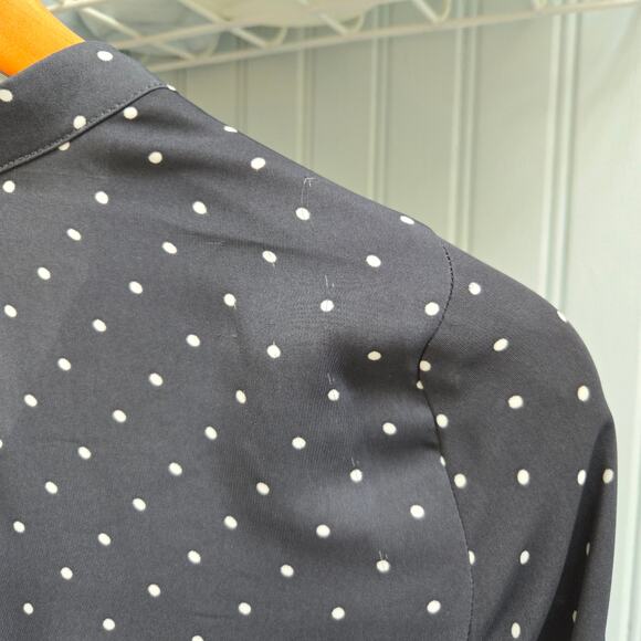 H&M Dark Grey and White Polka Dot Long Sleeve Satin Dress - Picture 8 of 8